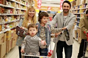 A family shopping at the supermarket 