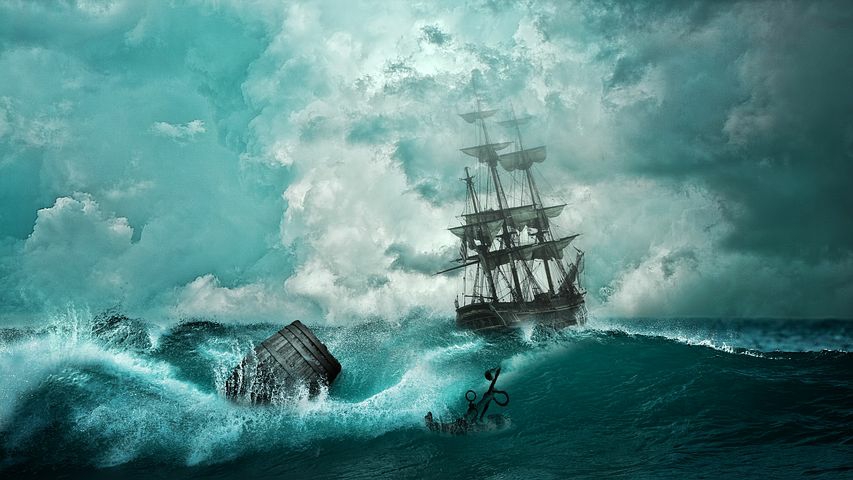 Ship on a stormy sea