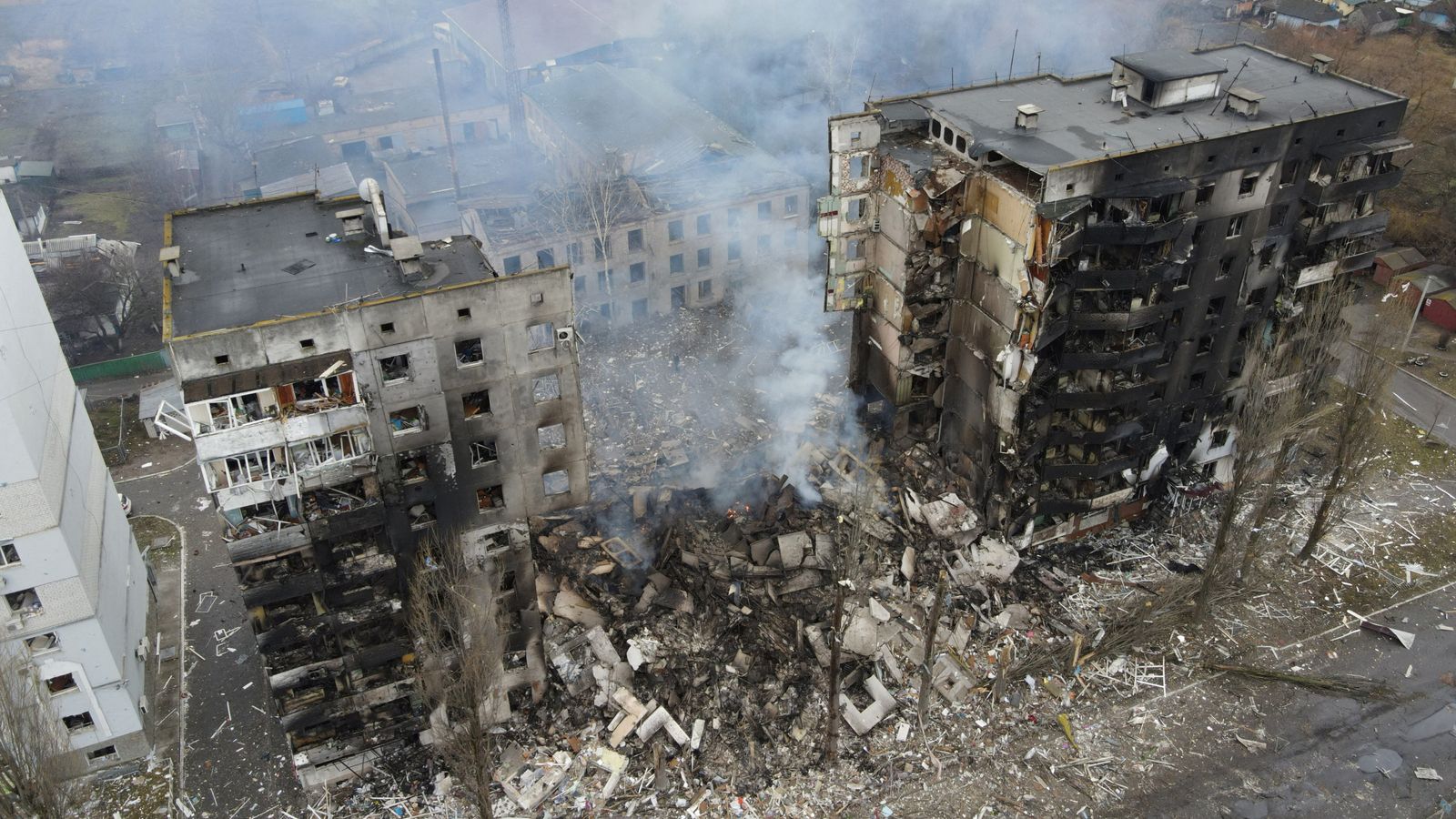 Destroyed buildings in Ukraine by Russian forces